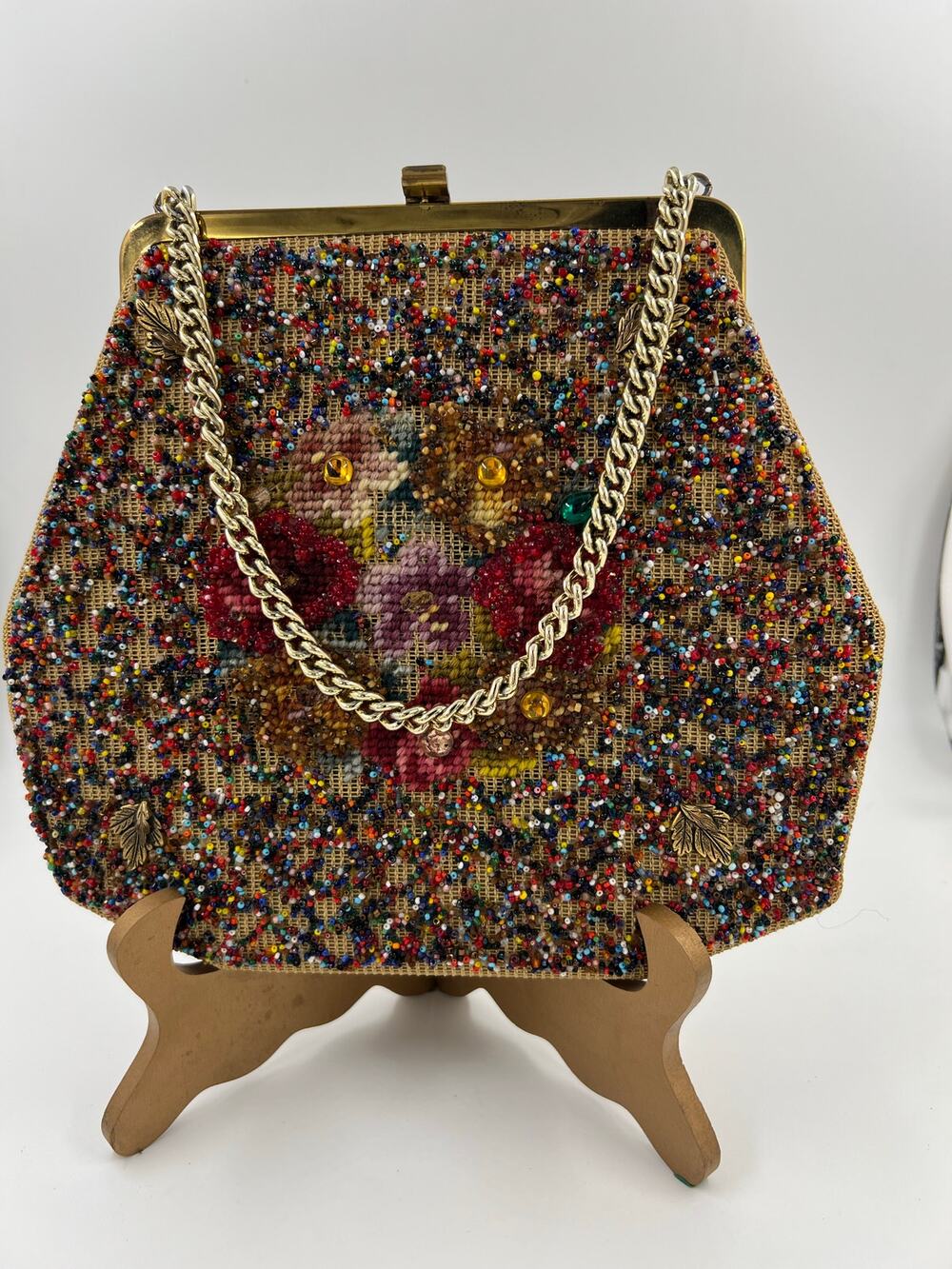 1950s–1960s vintage Soure’ Bag New York floral beaded purse